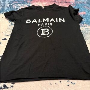 Balmain Black Tee with White Logo